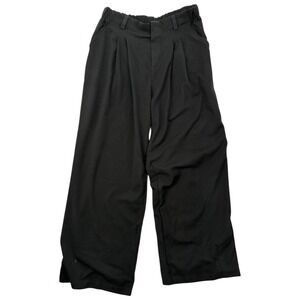 HALARA Wide Leg Pants S Petite Black Pleated Elastic Waist Waffle Workwear